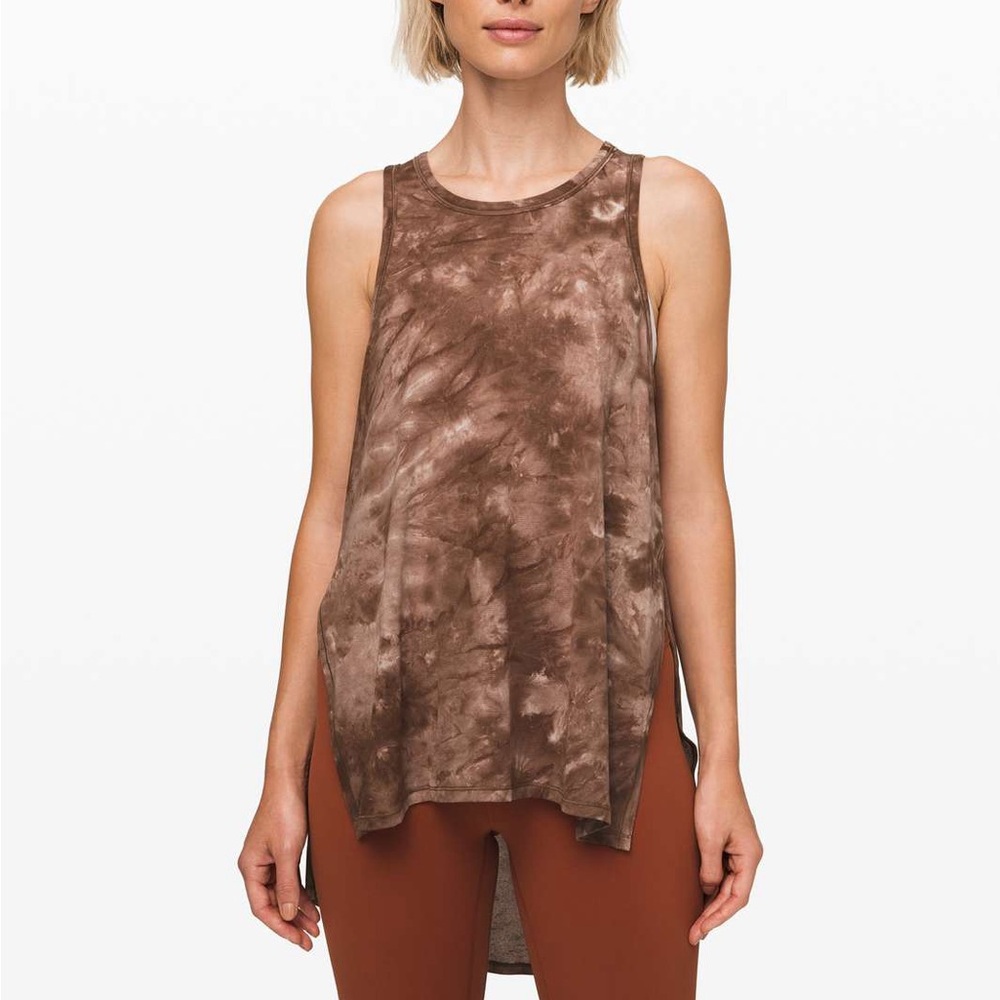 LULULEMON Long‎ for Length Tank in Diamond Dye Pink Bliss Spanish Oak size 6
